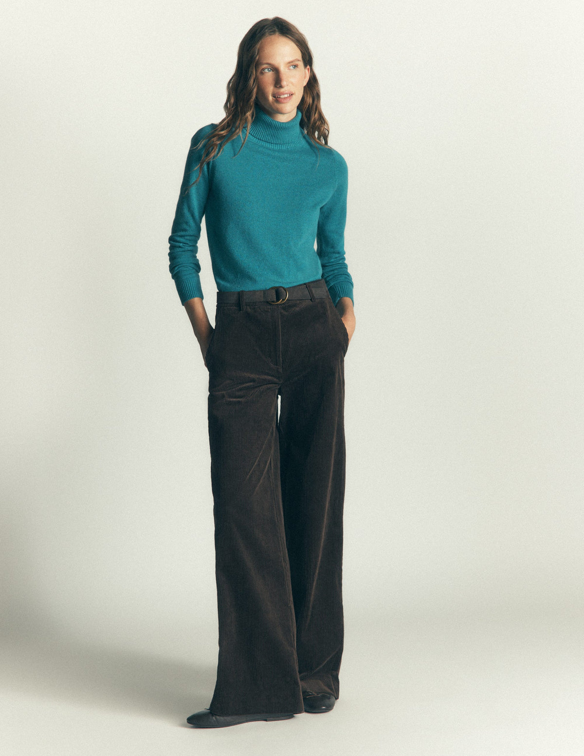 Elsie Cashmere Roll Neck-Azure Blue-5