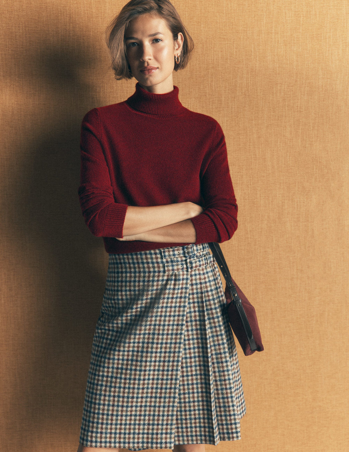 Elsie Cashmere Roll Neck-Deep Burgundy - Image 1