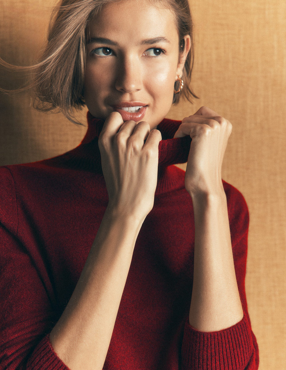 Elsie Cashmere Roll Neck-Deep Burgundy - Image 2