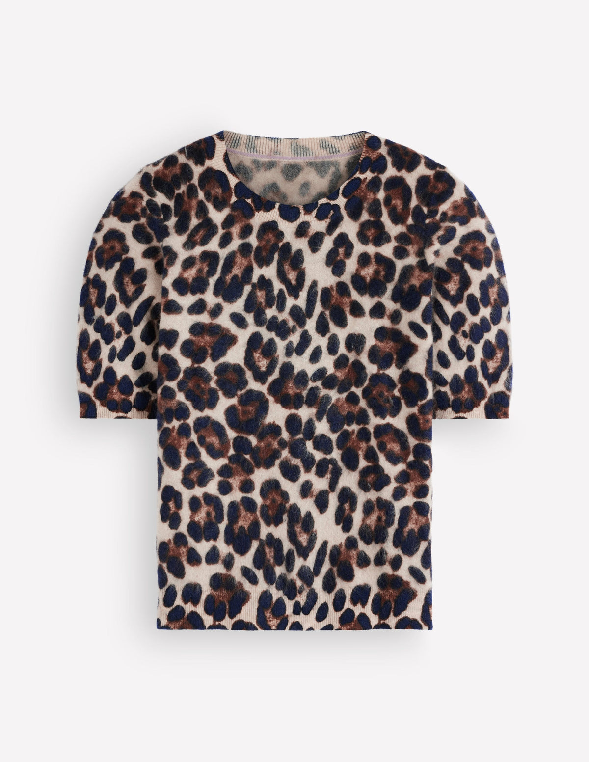Kat Brushed Cashmere T-shirt-Camel, Leopard - Image 7