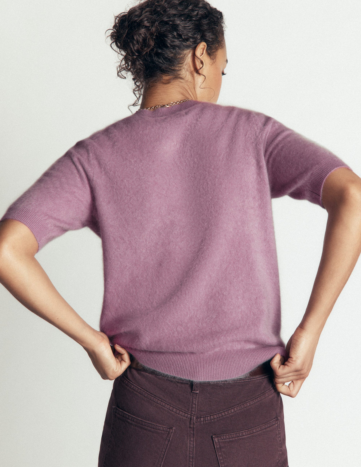 Kat Brushed Cashmere T-shirt-Soft Lavender - Image 3