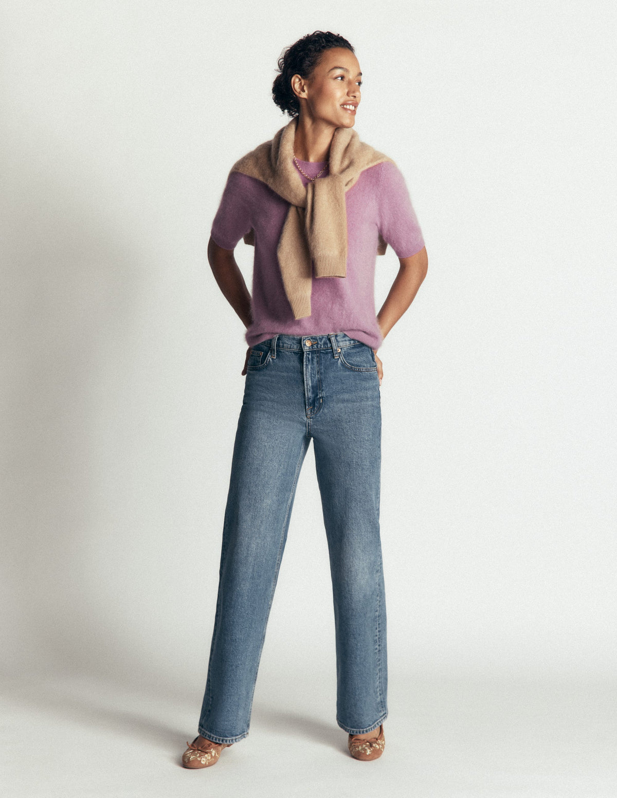 Kat Brushed Cashmere T-shirt-Soft Lavender - Image 5