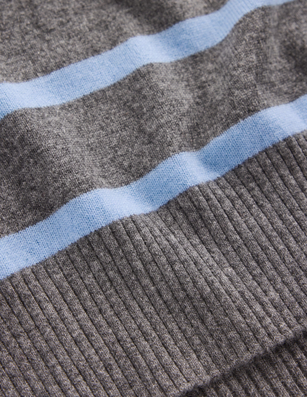 Fay Cashmere Crew Neck Jumper-Charcoal, Blue Stripe-7