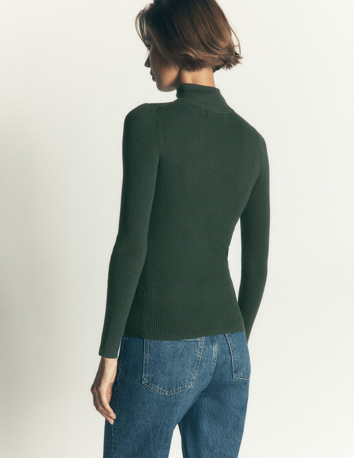 Zelda Half-Zip Ribbed Jumper-Forest Glade - Image 3