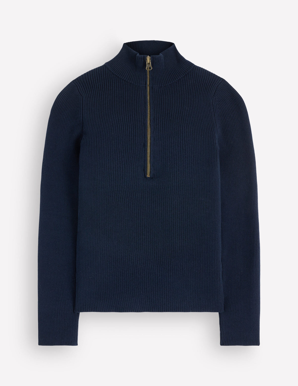 Zelda Half-Zip Ribbed Jumper-Navy - Image 5