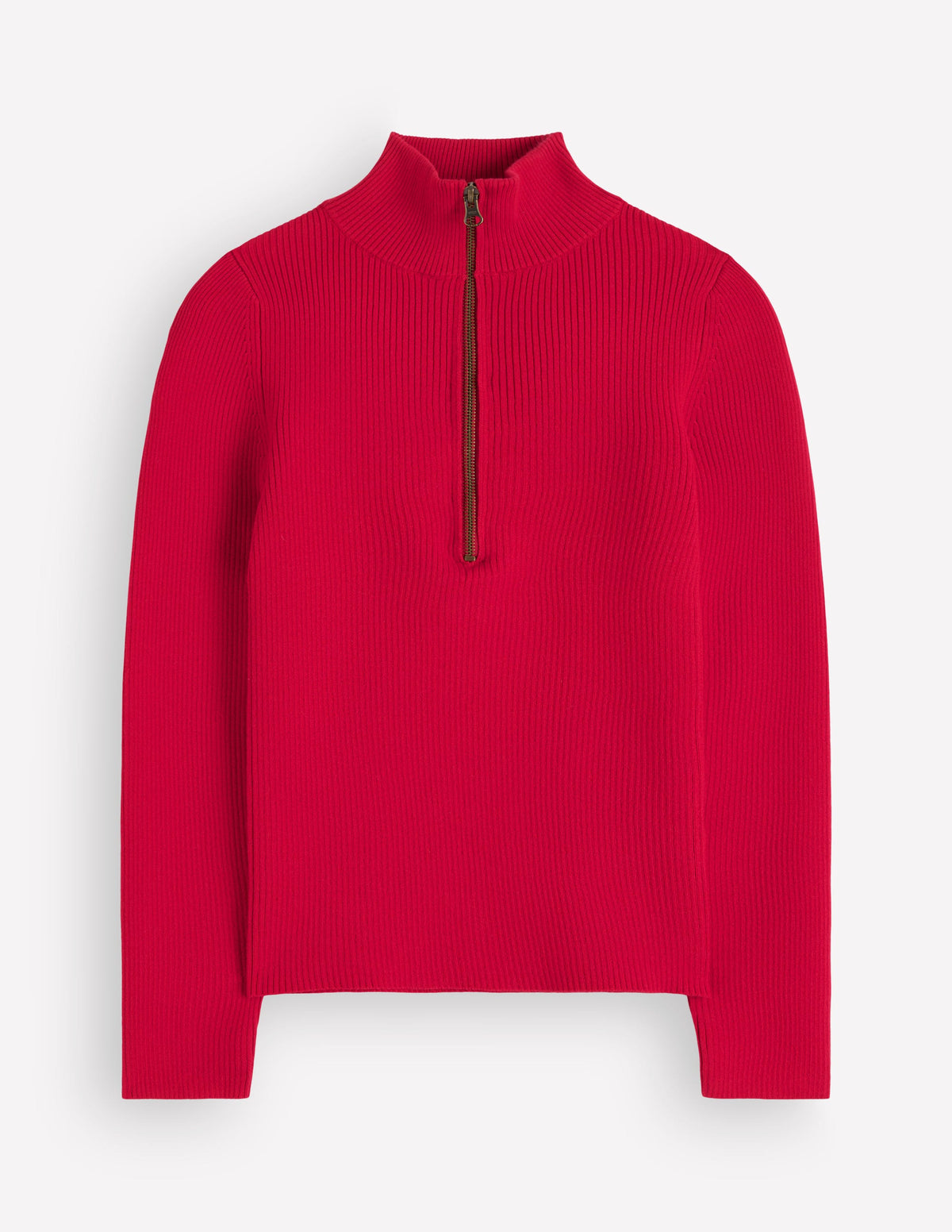Zelda Half-Zip Ribbed Jumper-Merida Red-5