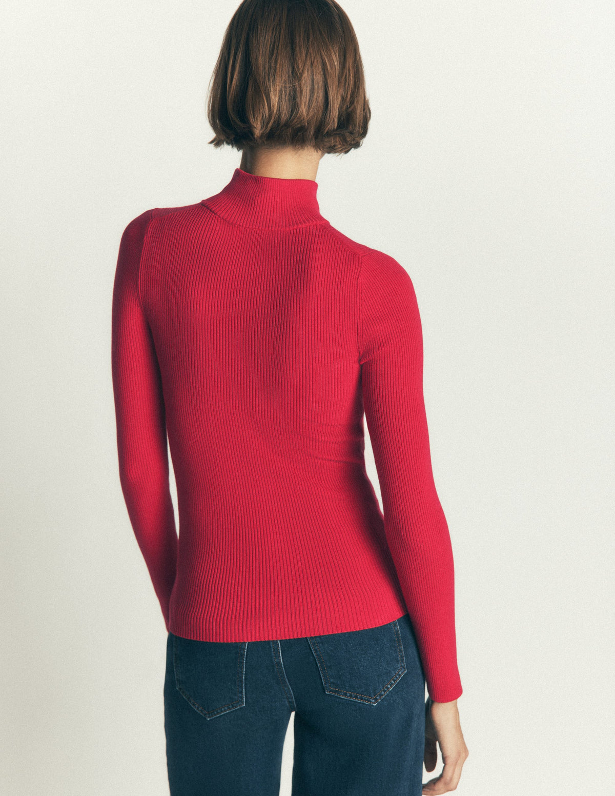 Zelda Half-Zip Ribbed Jumper-Merida Red - Image 3