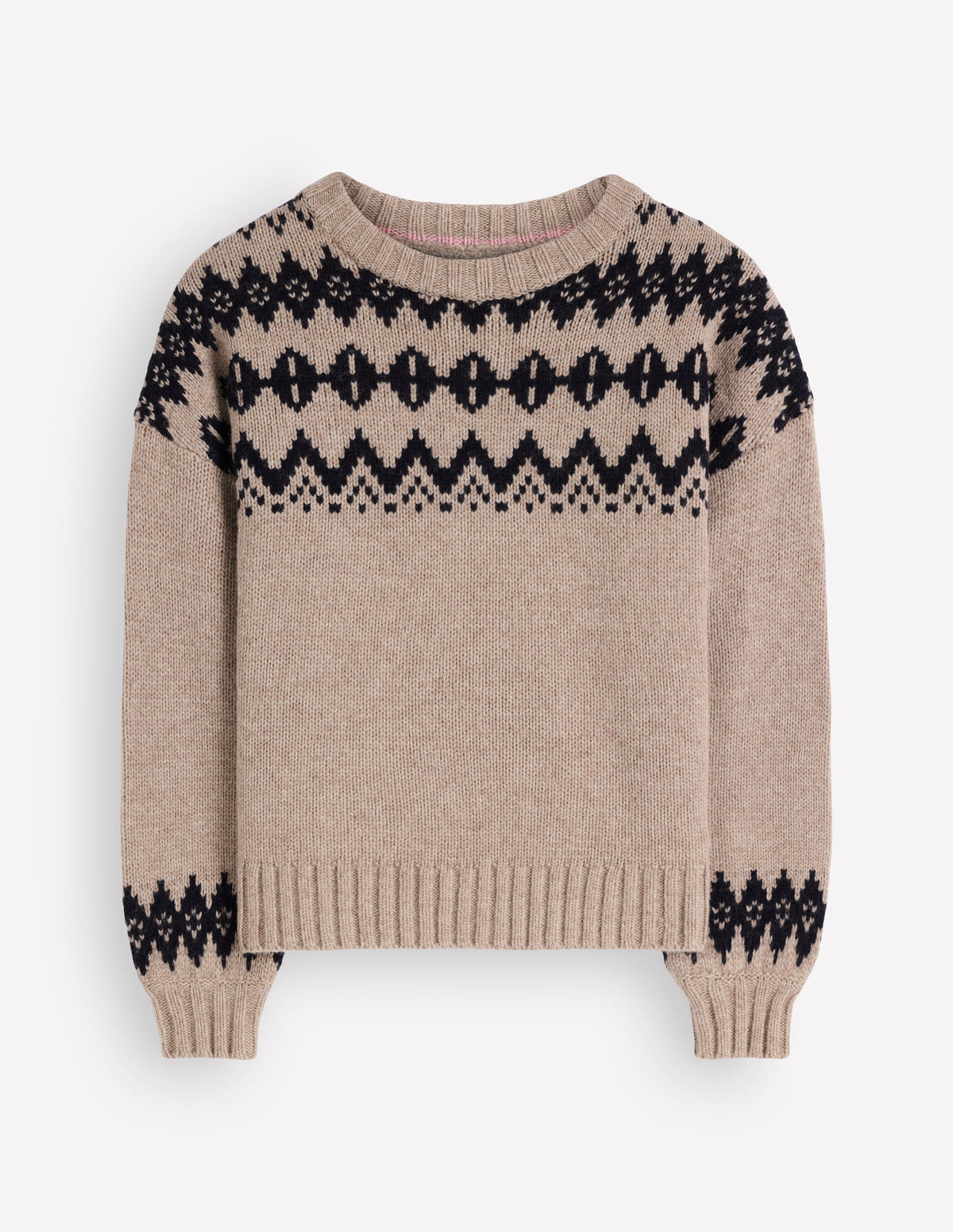 Chunky Fair Isle Jumper-Chinchilla Melange, Fair Isle - Image 8