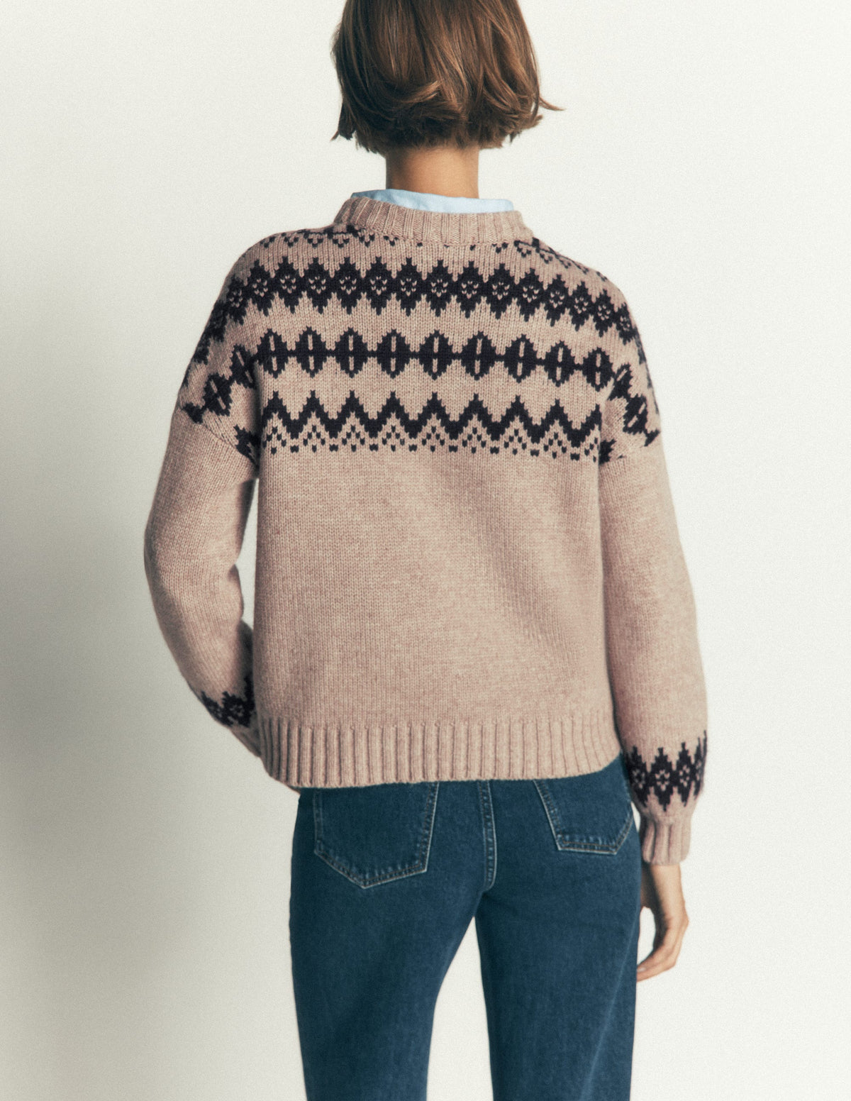 Chunky Fair Isle Jumper-Chinchilla Melange, Fair Isle - Image 3