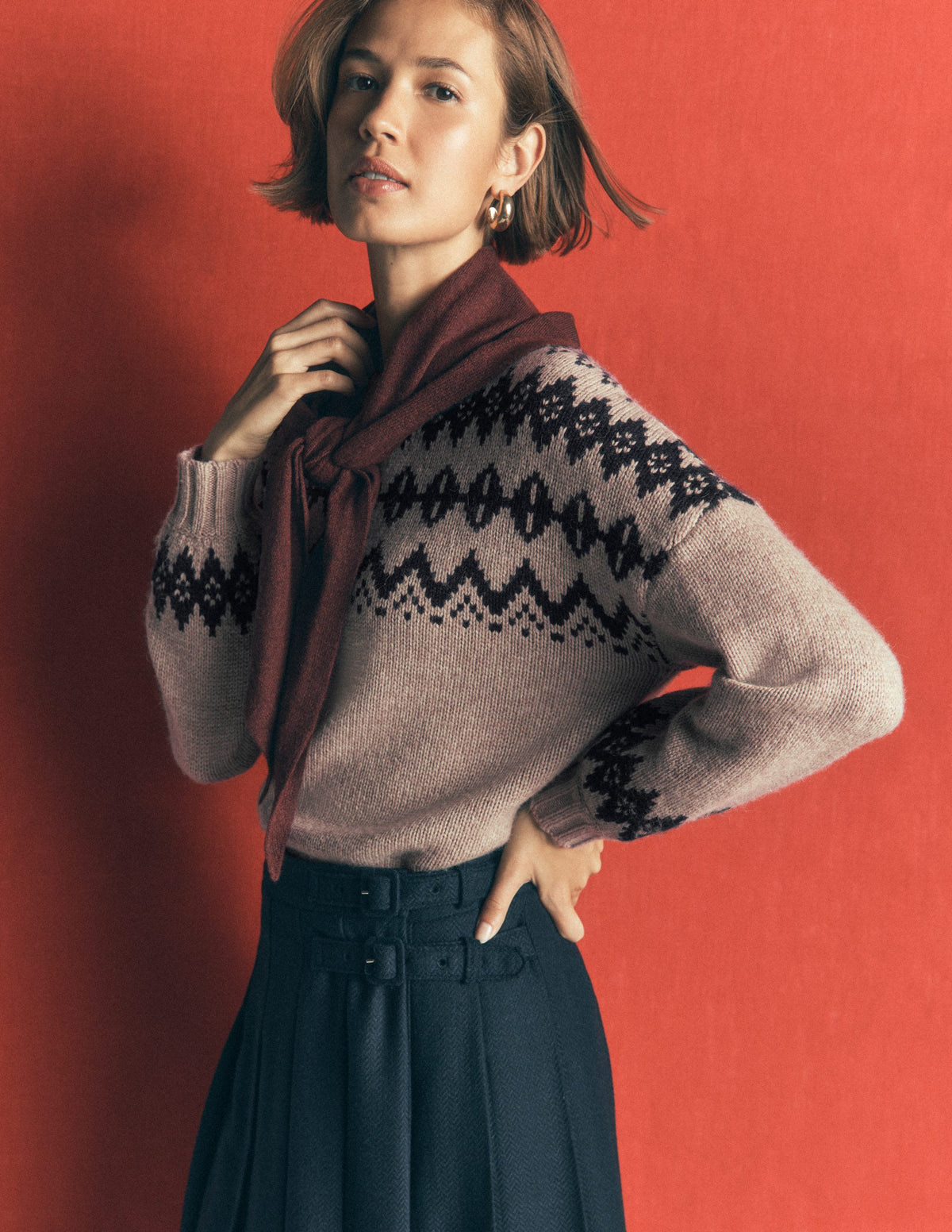 Chunky Fair Isle Jumper-Chinchilla Melange, Fair Isle - Image 4