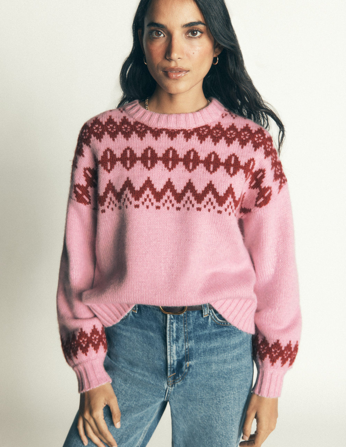 Chunky Fair Isle Jumper-Spring Blossom Pink, Fair Isle-4