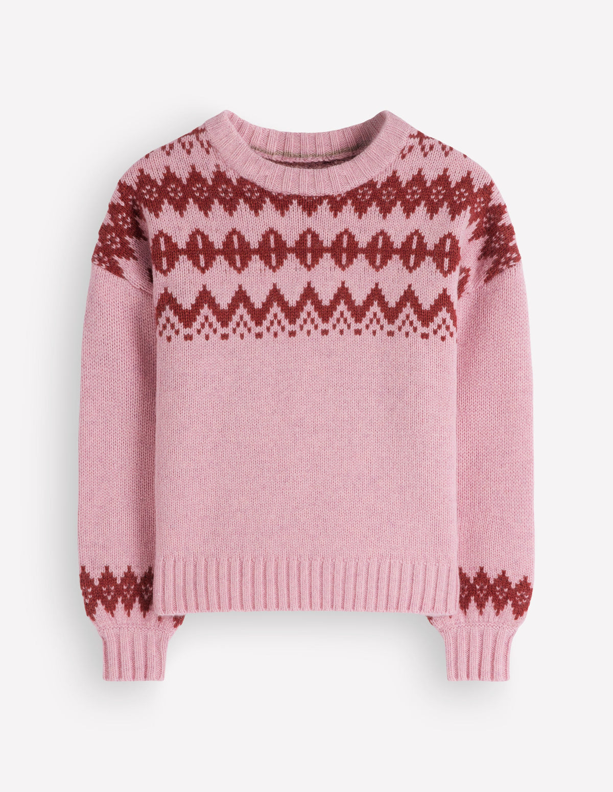 Chunky Fair Isle Jumper-Spring Blossom Pink, Fair Isle - Image 8
