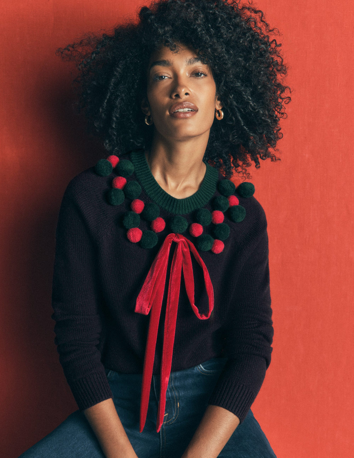 Mae Novelty Jumper-Navy Wreath - Image 1