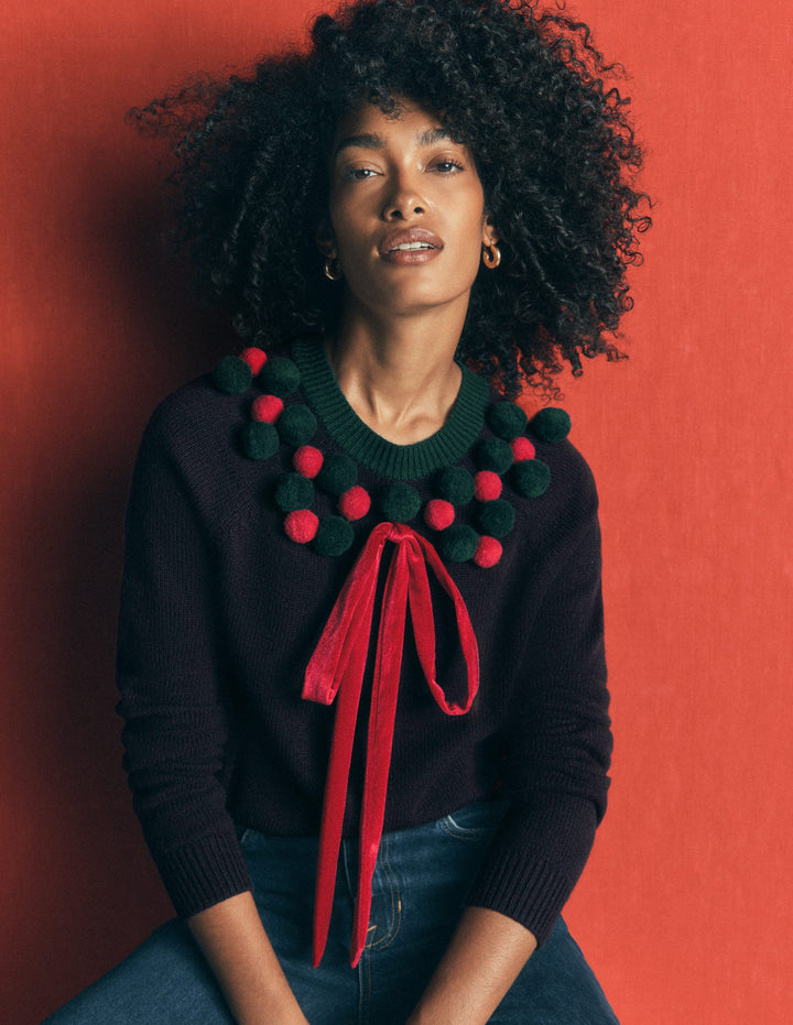 Mae Novelty Jumper-Navy Wreath