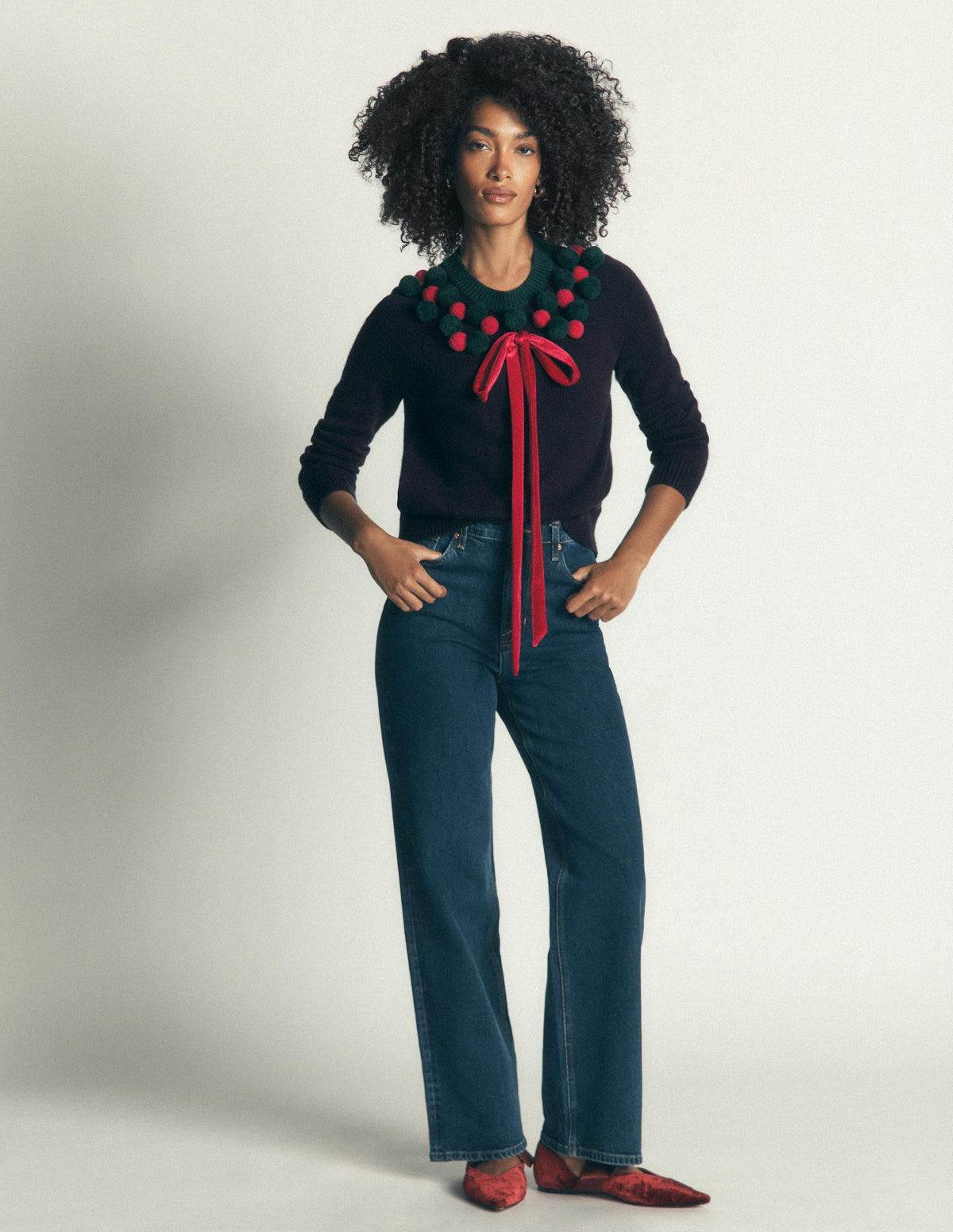 Mae Novelty Jumper-Navy Wreath-1