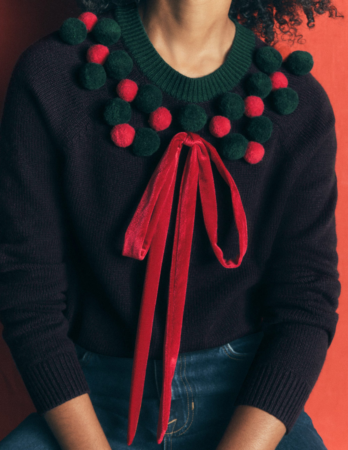 Mae Novelty Jumper-Navy Wreath - Image 2