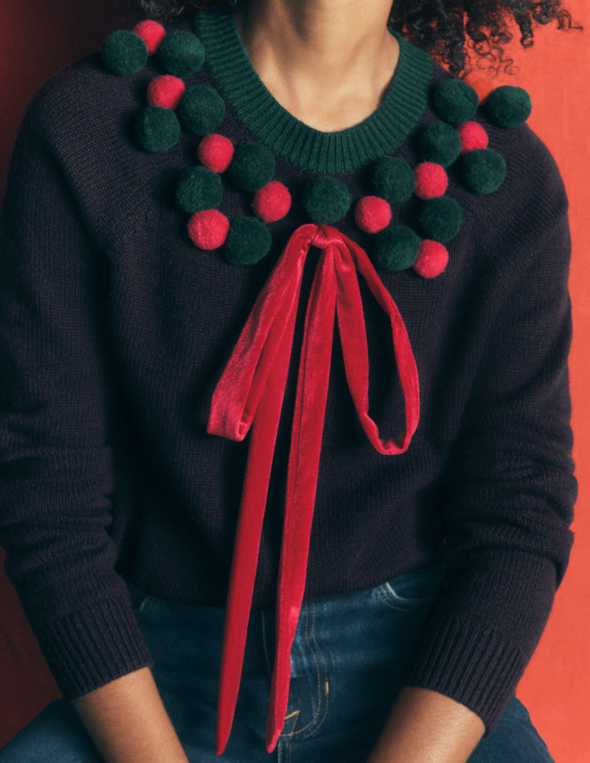 Mae Novelty Jumper-Navy Wreath - Image 2