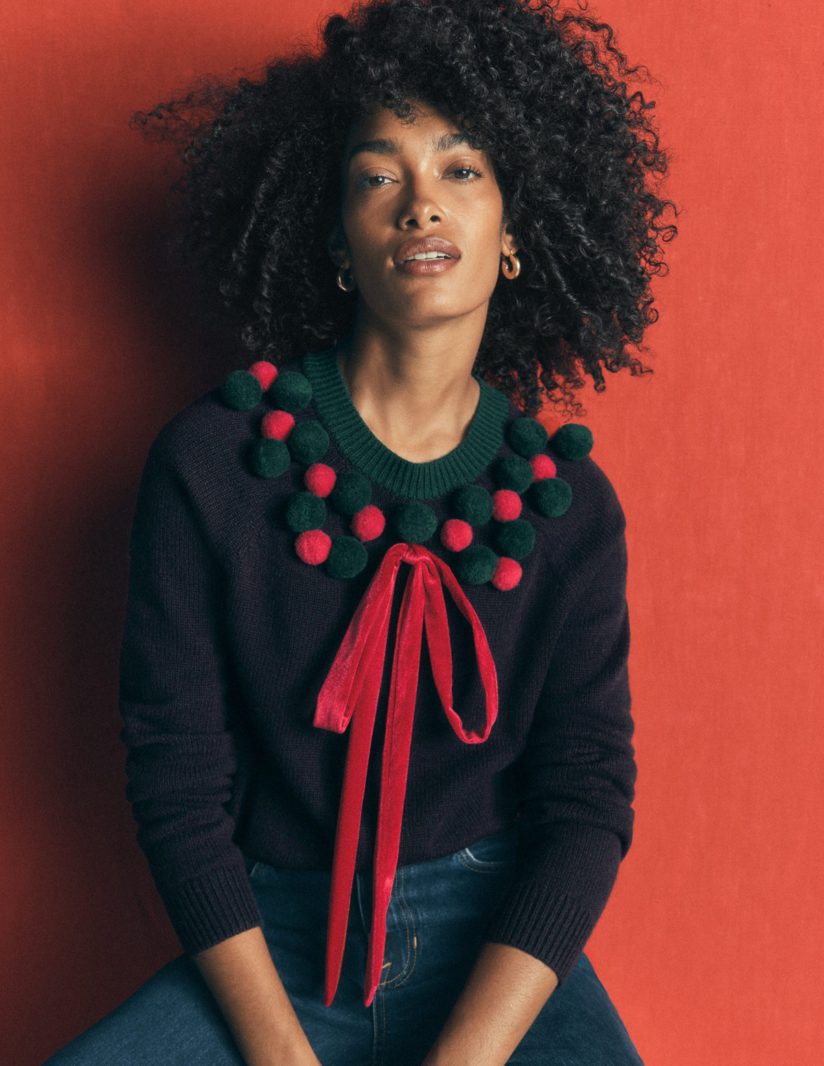 Mae Novelty Jumper-Navy Wreath - Image 5