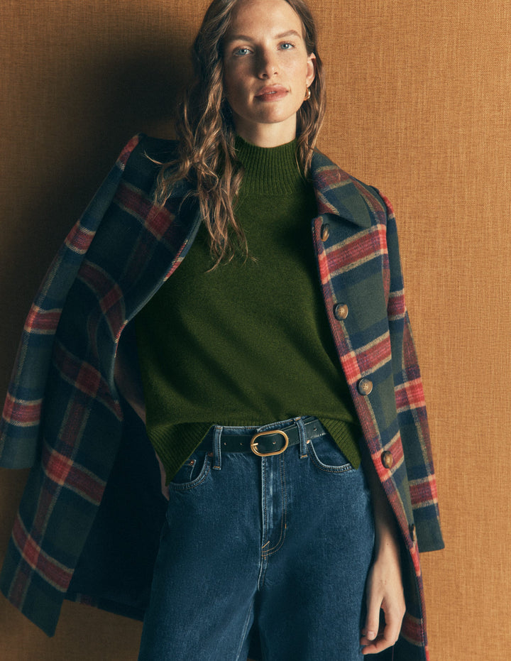 Fay High Neck Cashmere Jumper-Kale Leaf Melange