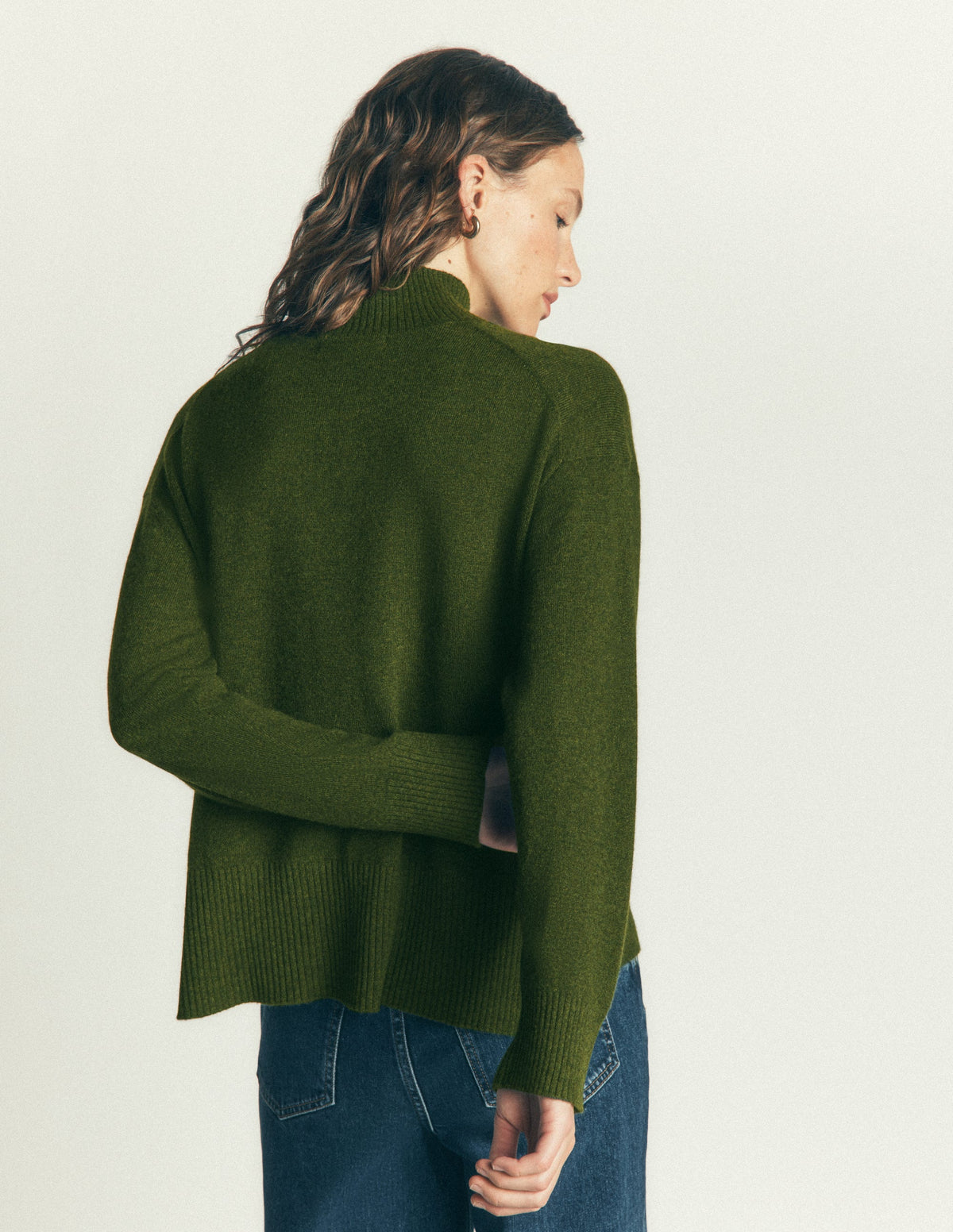 Fay High Neck Cashmere Jumper-Kale Leaf Melange-3