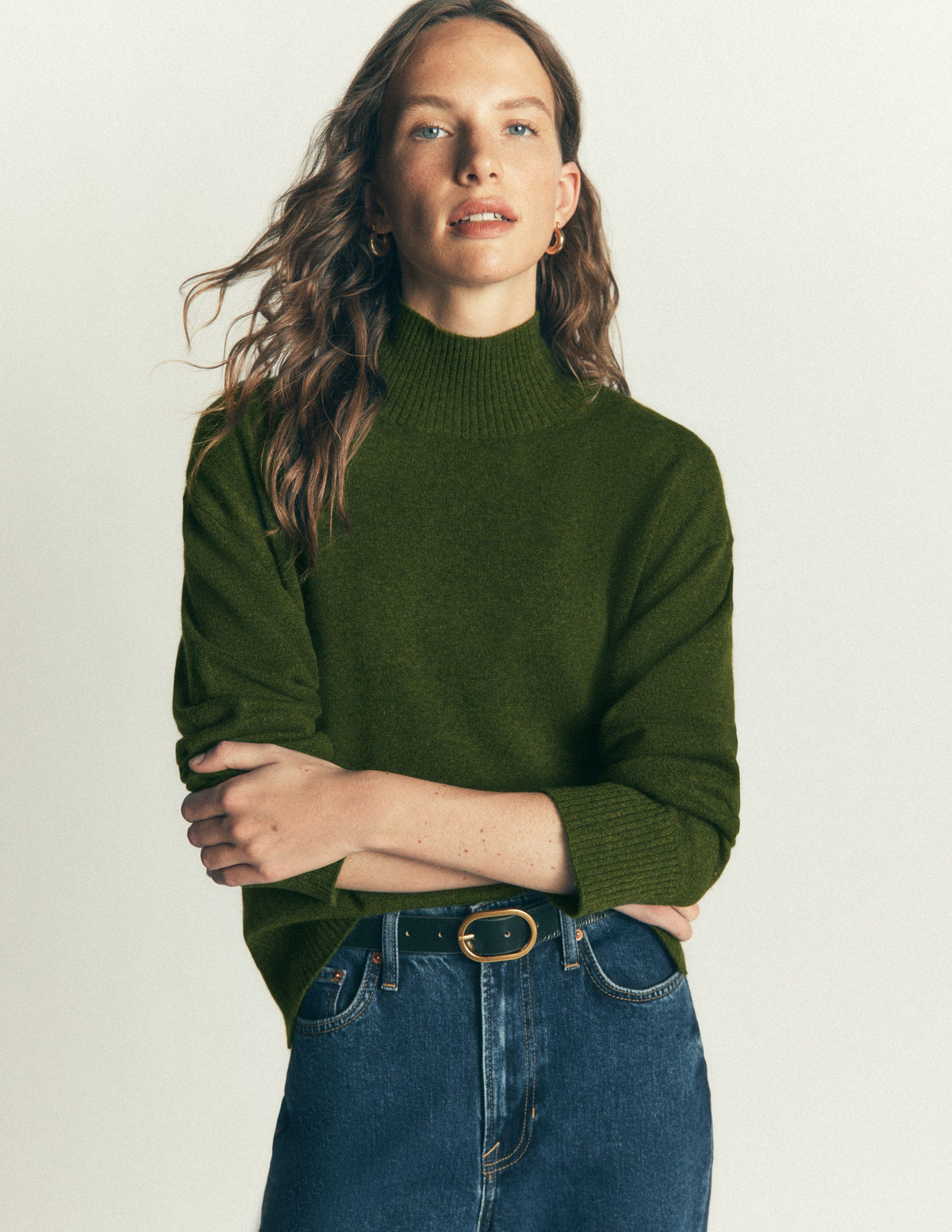 Fay High Neck Cashmere Jumper-Kale Leaf Melange-4