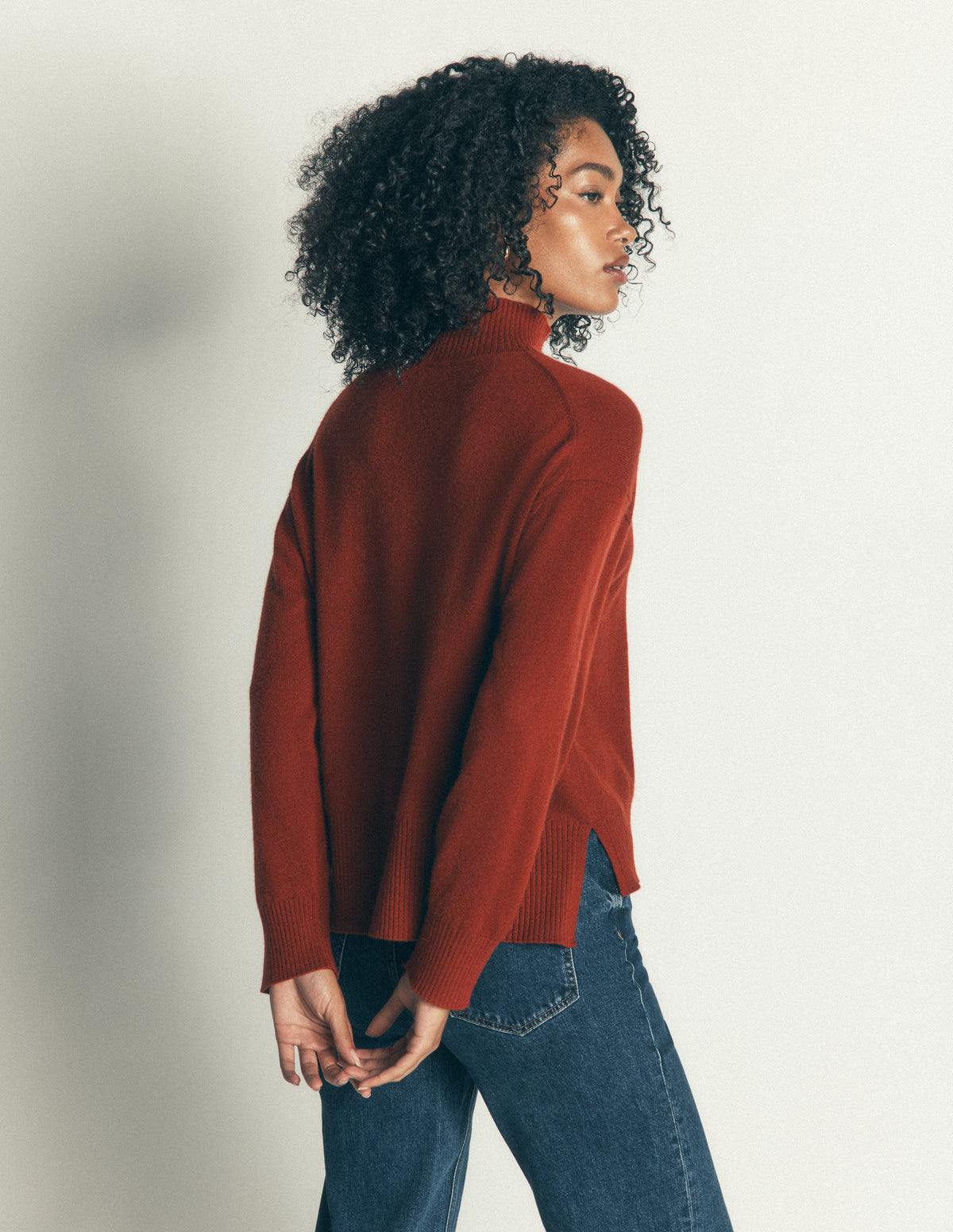 Fay High Neck Cashmere Jumper-Burnt Orange - Image 3