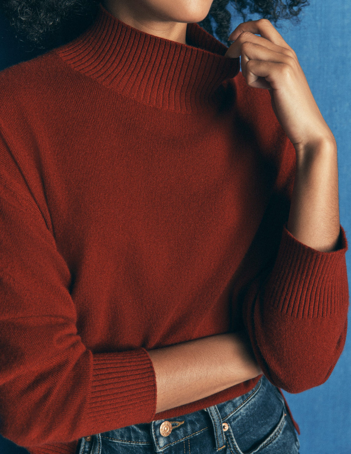 Fay High Neck Cashmere Jumper-Burnt Orange-5