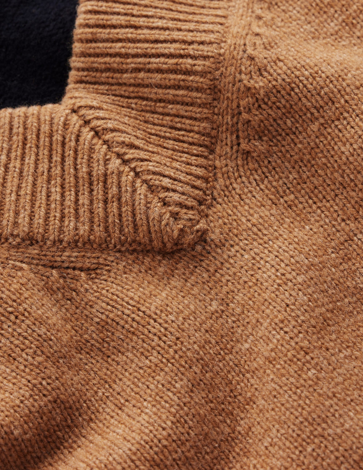 Marta Merino V Neck Jumper-Camel, Navy Colour Block-6