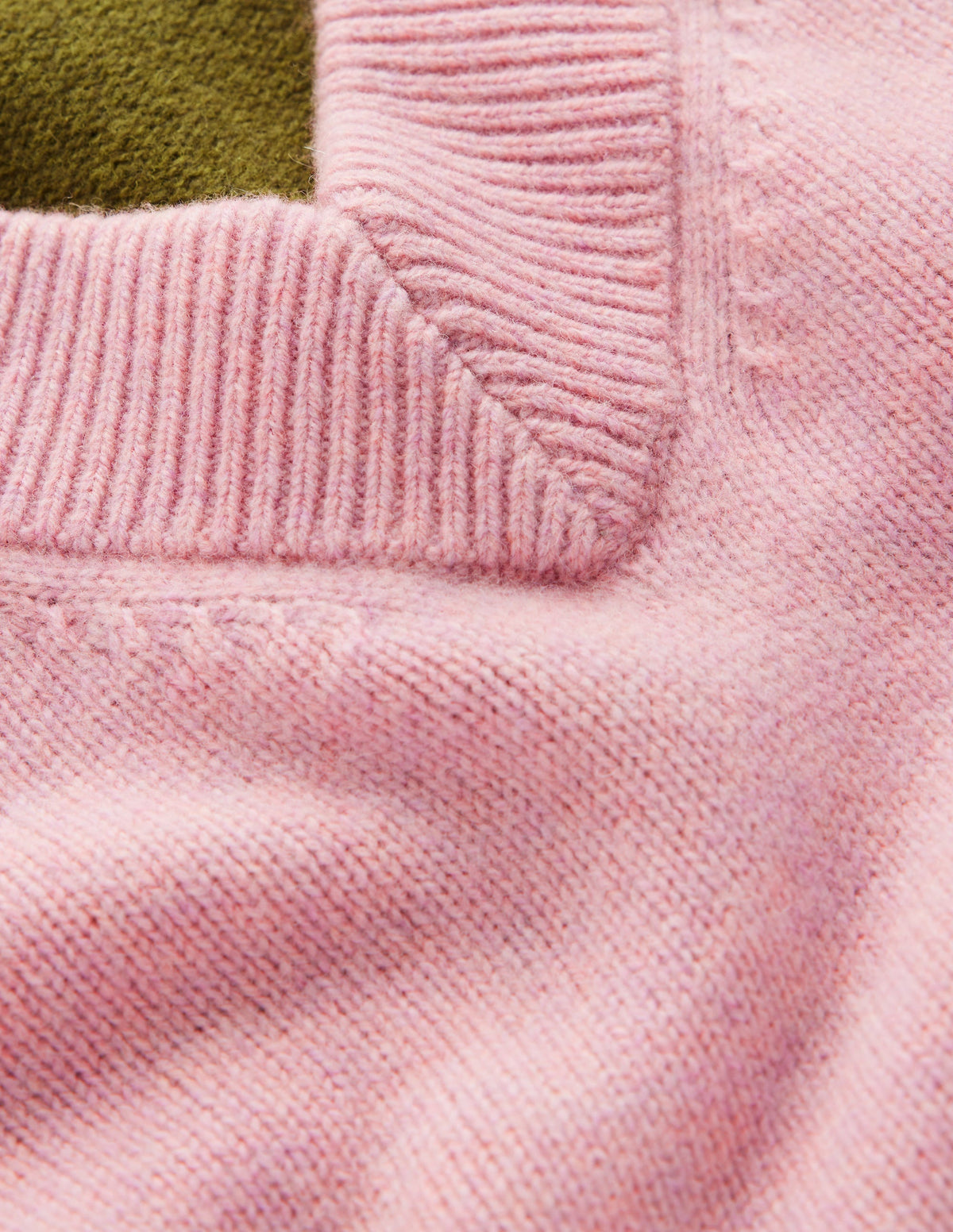 Marta Merino V Neck Jumper-Blush, Green Colour Block - Image 8