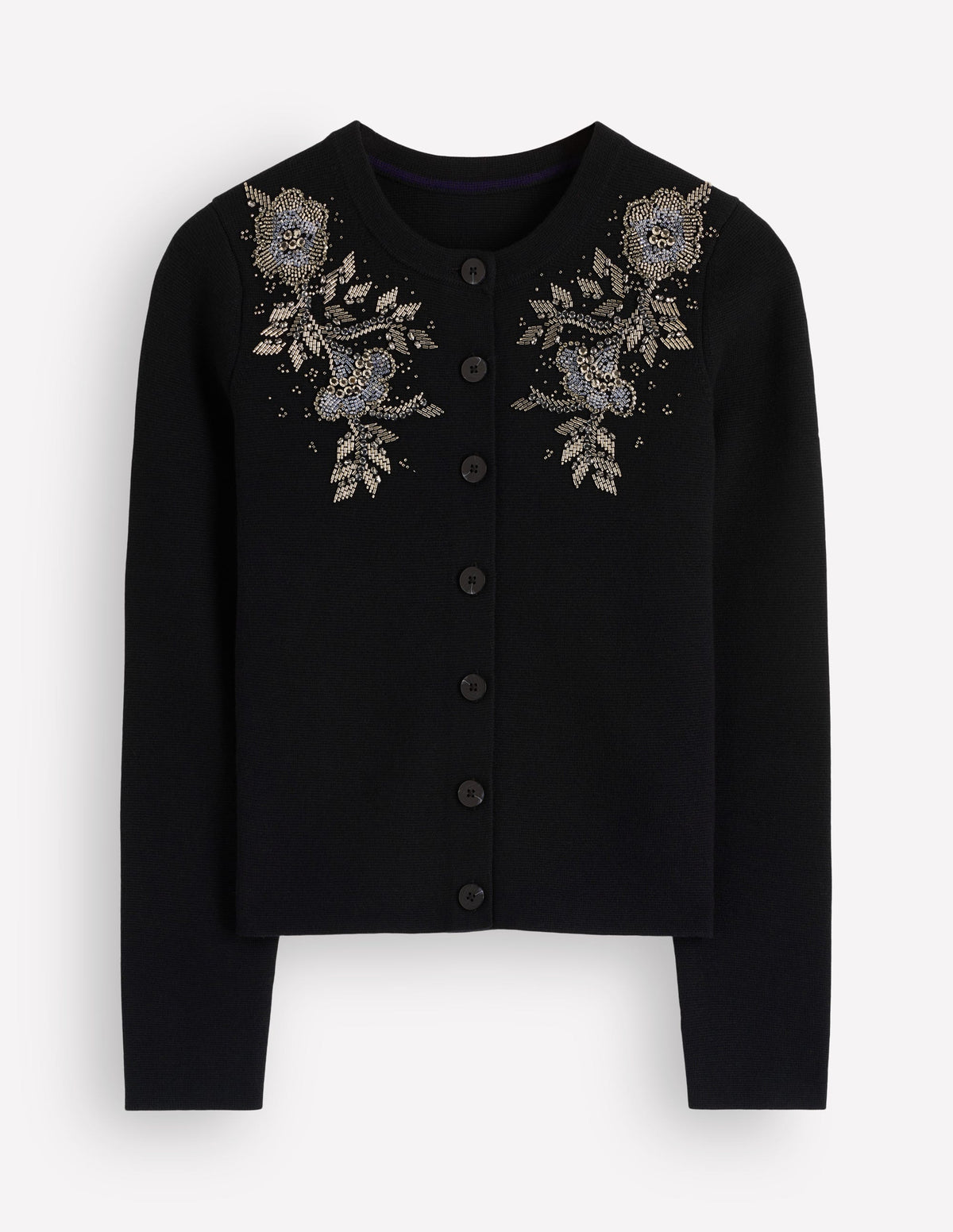Embellished Knitted Jacket-Black-5