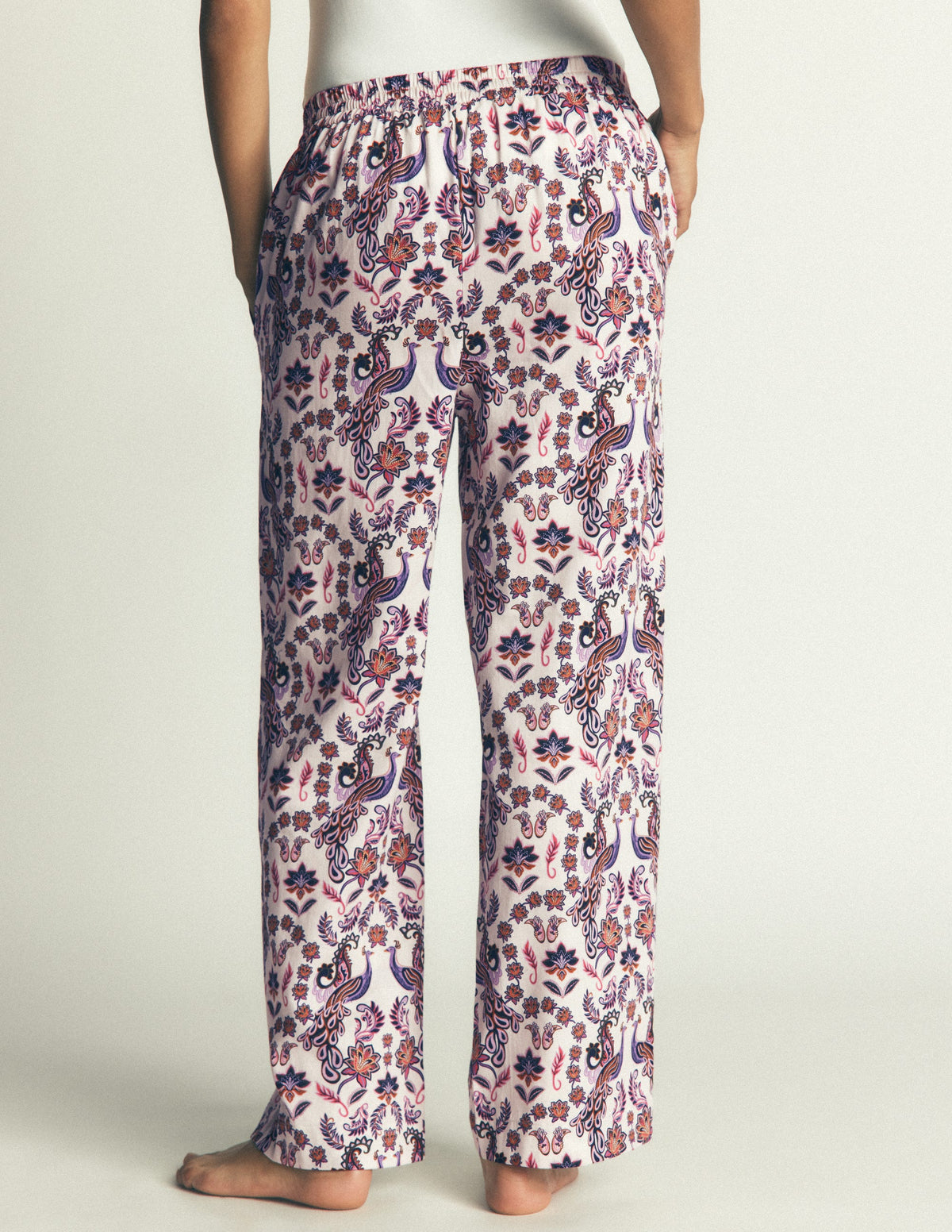 Cotton Pyjama Trousers-White Peacock-3
