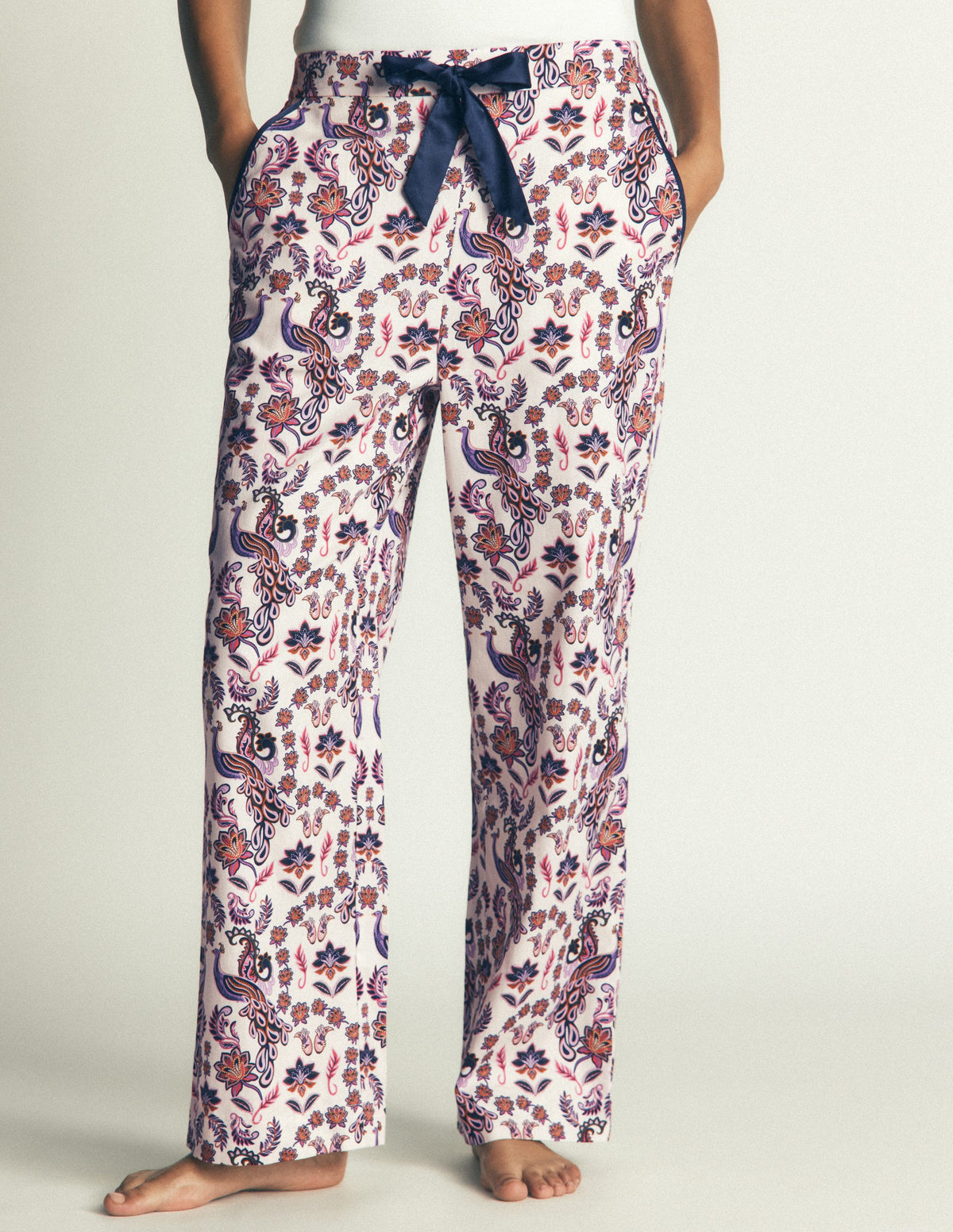 Cotton Pyjama Trousers-White Peacock-4