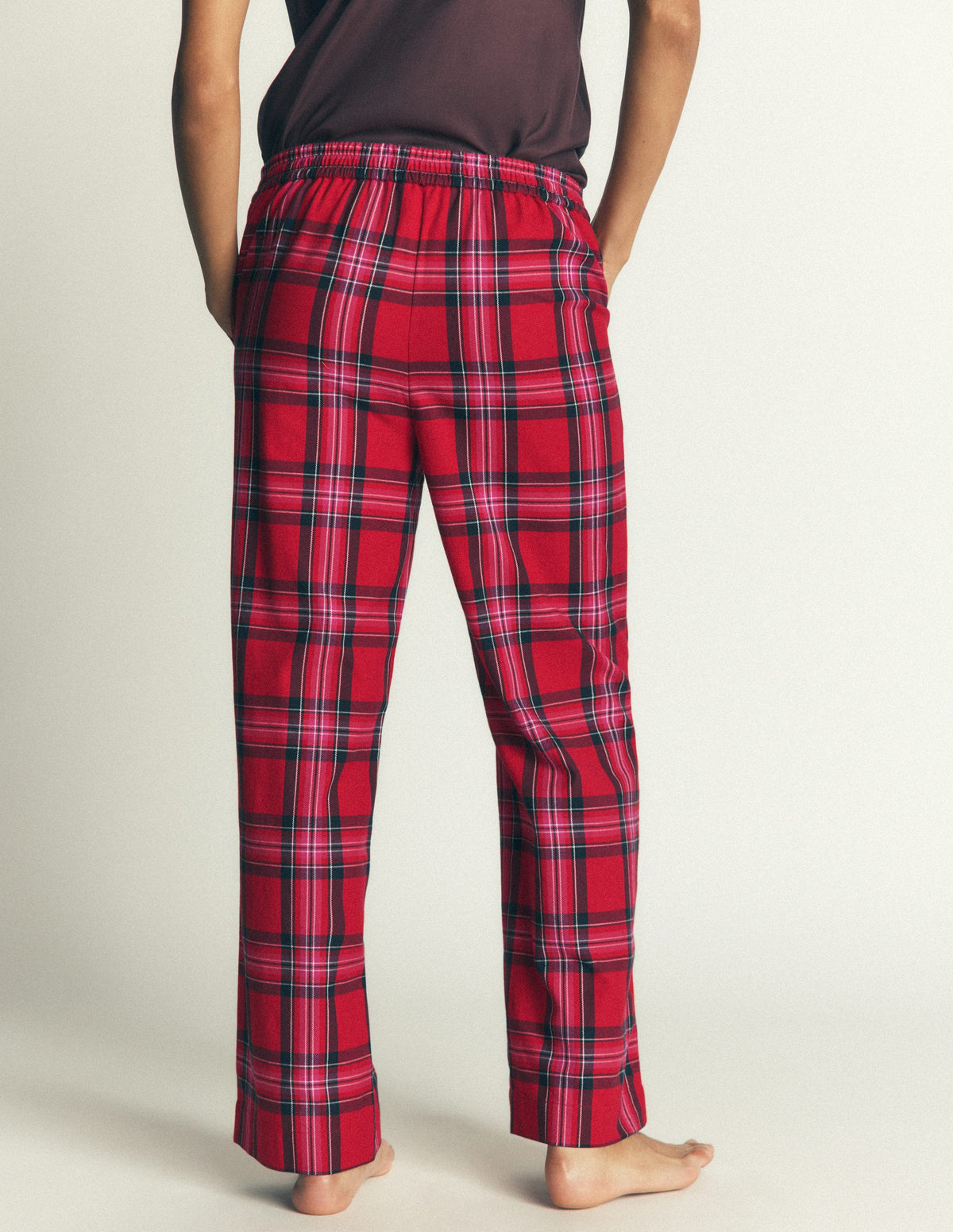 Brushed Cotton Pyjama Trousers-Red Check-3