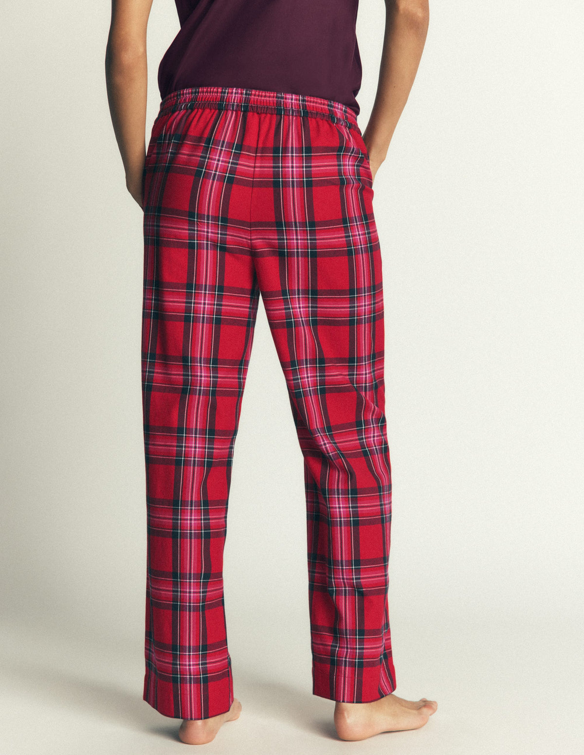 Brushed Cotton Pyjama Trousers-Red, Blue, Green Check Medium-3
