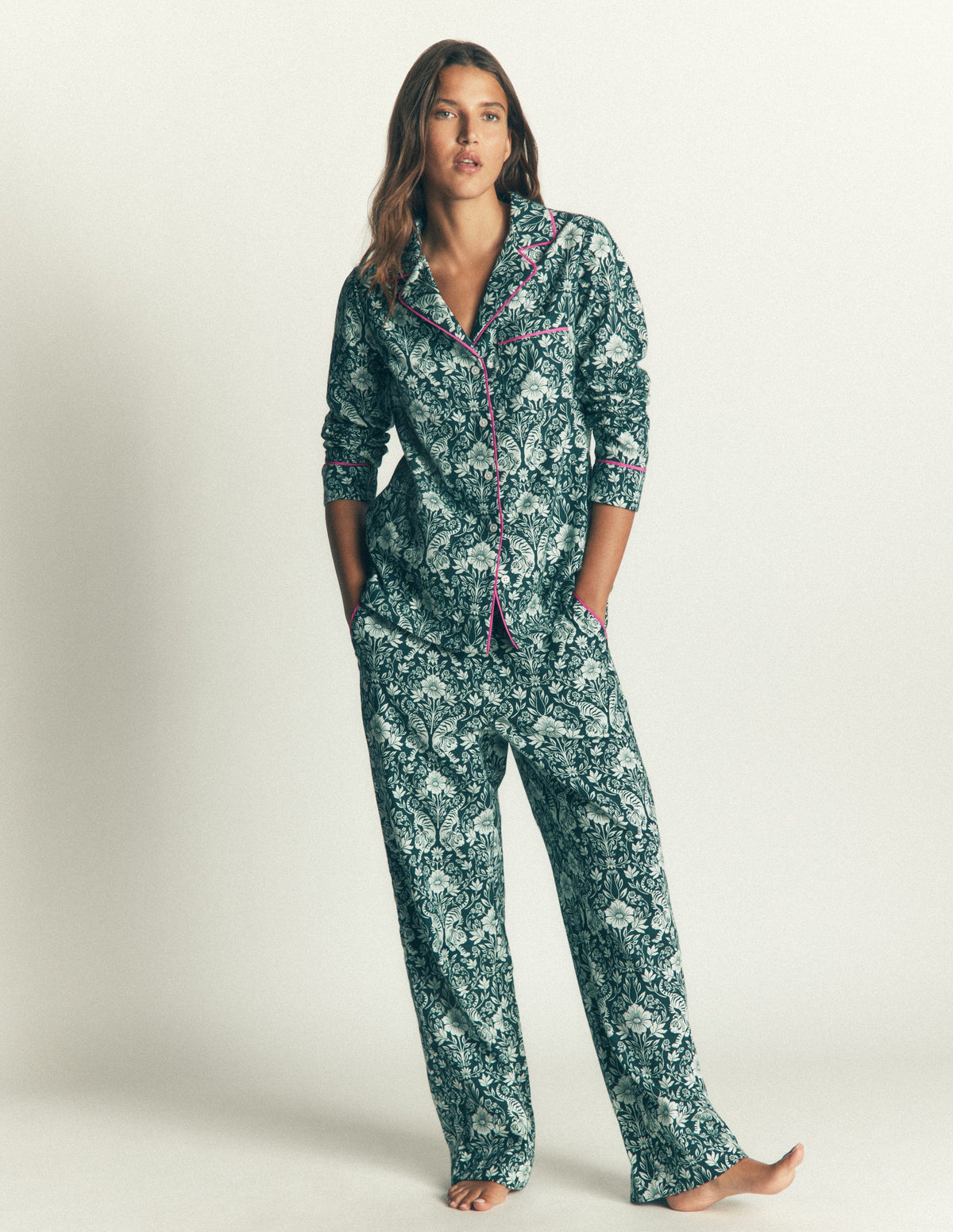 Brushed Cotton Pyjama Trousers-Flourishing Tiger - Image 1