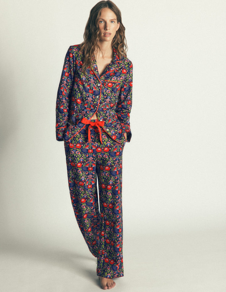 Brushed Cotton Pyjama Trousers-Orange Blossom