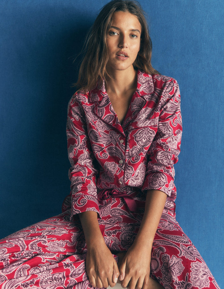 Cotton Pyjama Shirt-Red Floral