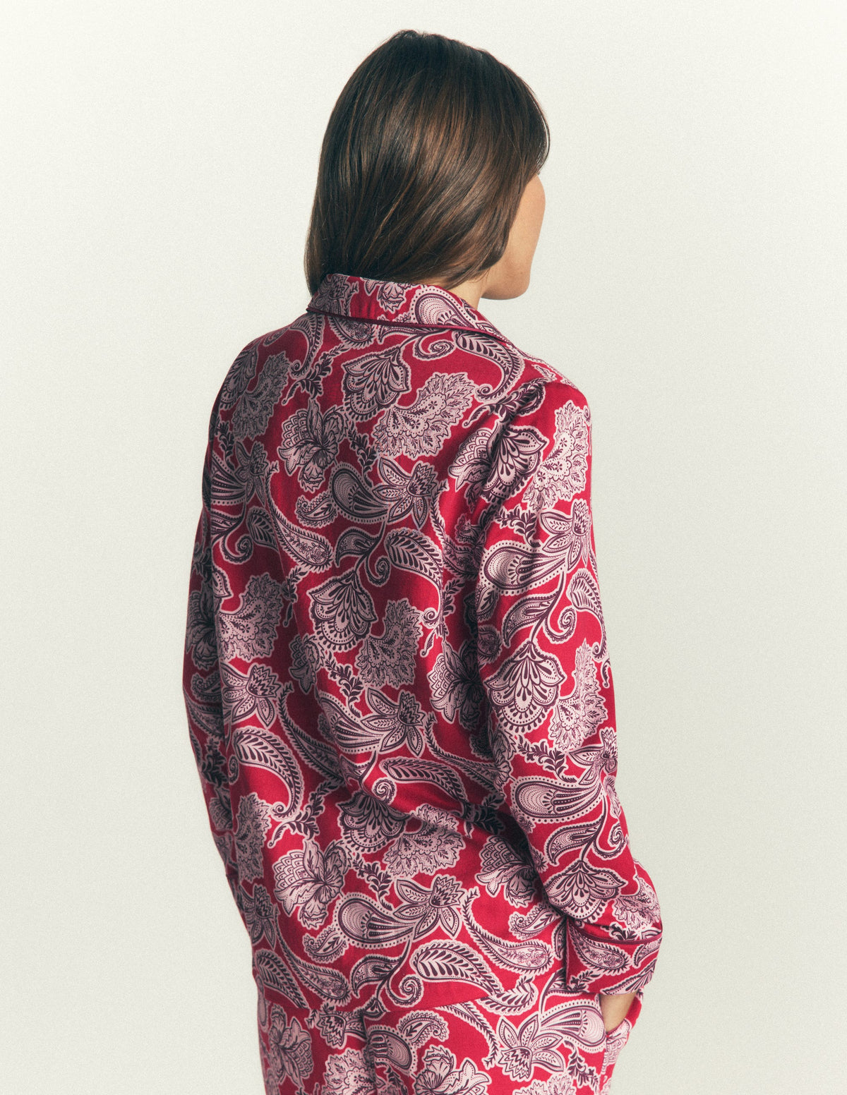 Cotton Pyjama Shirt-Red Floral - Image 3
