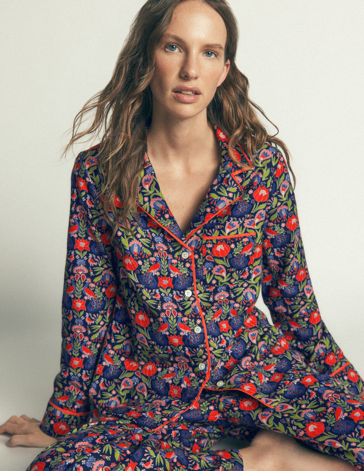 Brushed Cotton Pyjama Shirt-Orange Blossom