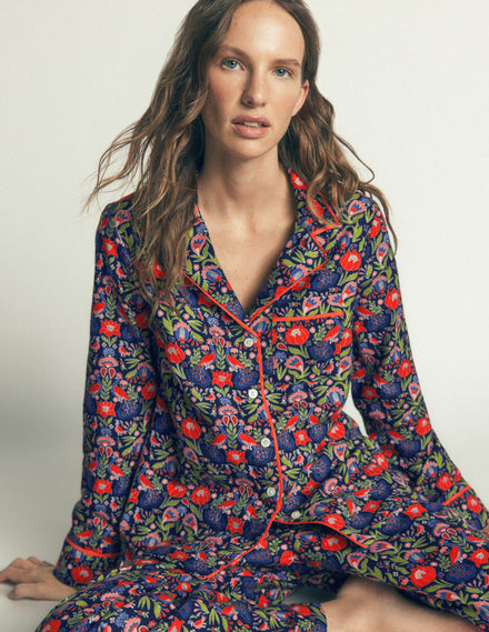 Brushed Cotton Pyjama Shirt-Orange Blossom