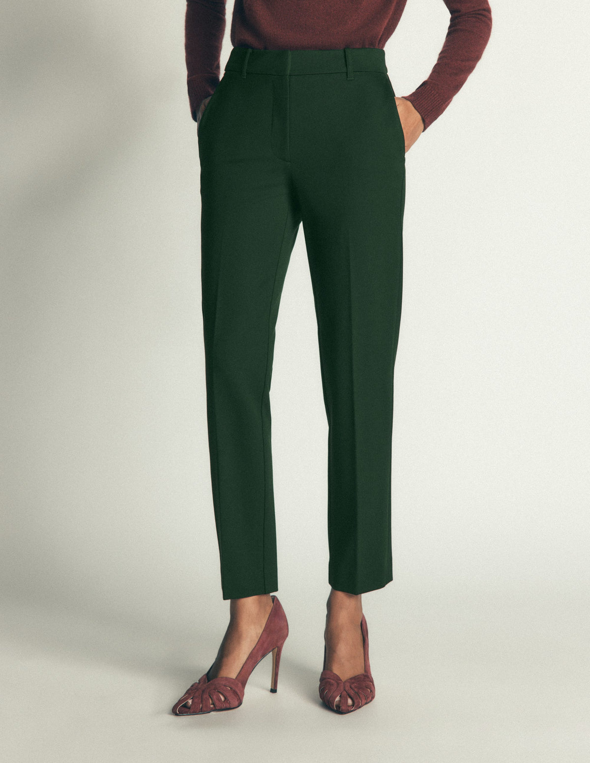 Highgate Ponte Trousers-Midnight Emerald-4