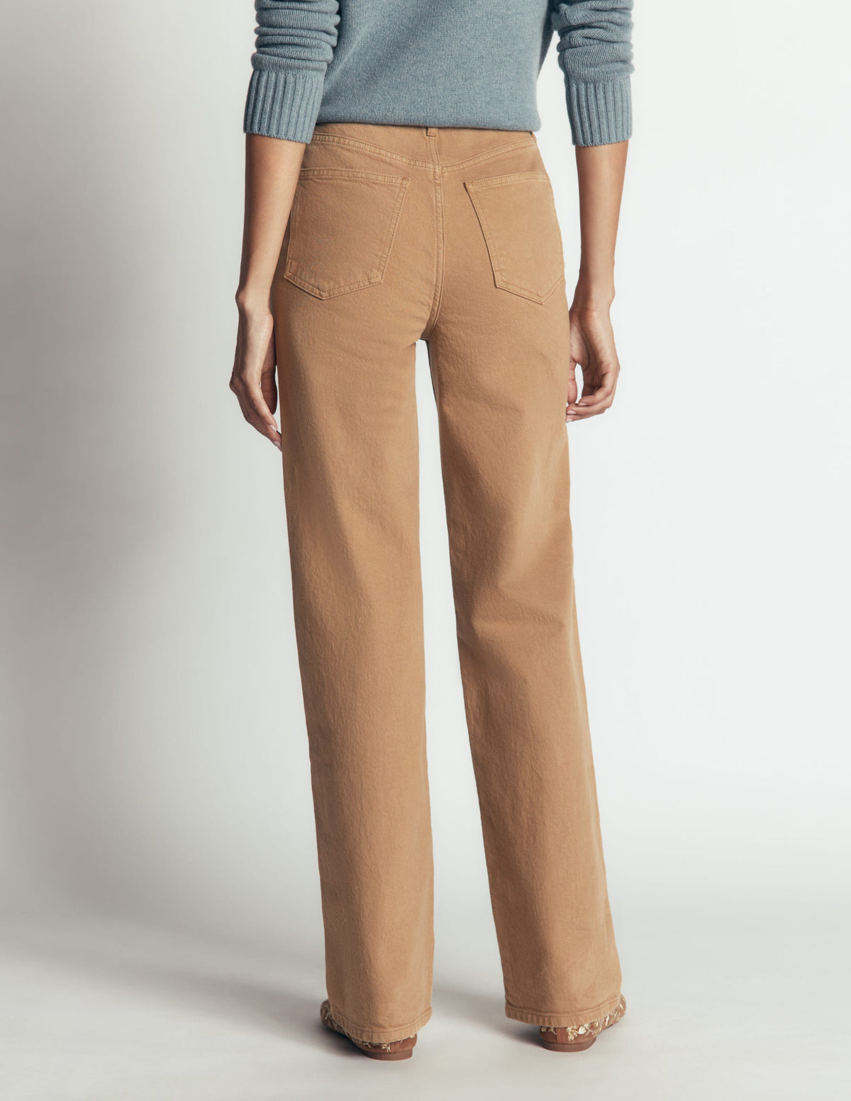 High Rise Column Leg Jeans-Camel-3