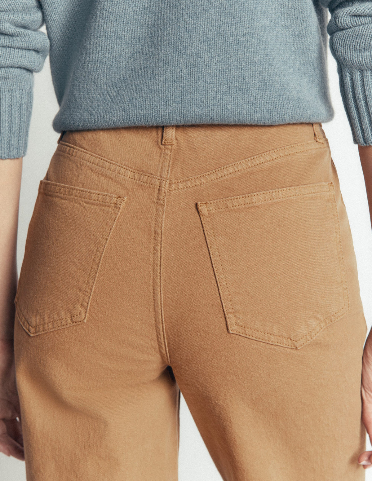 High Rise Column Leg Jeans-Camel-5