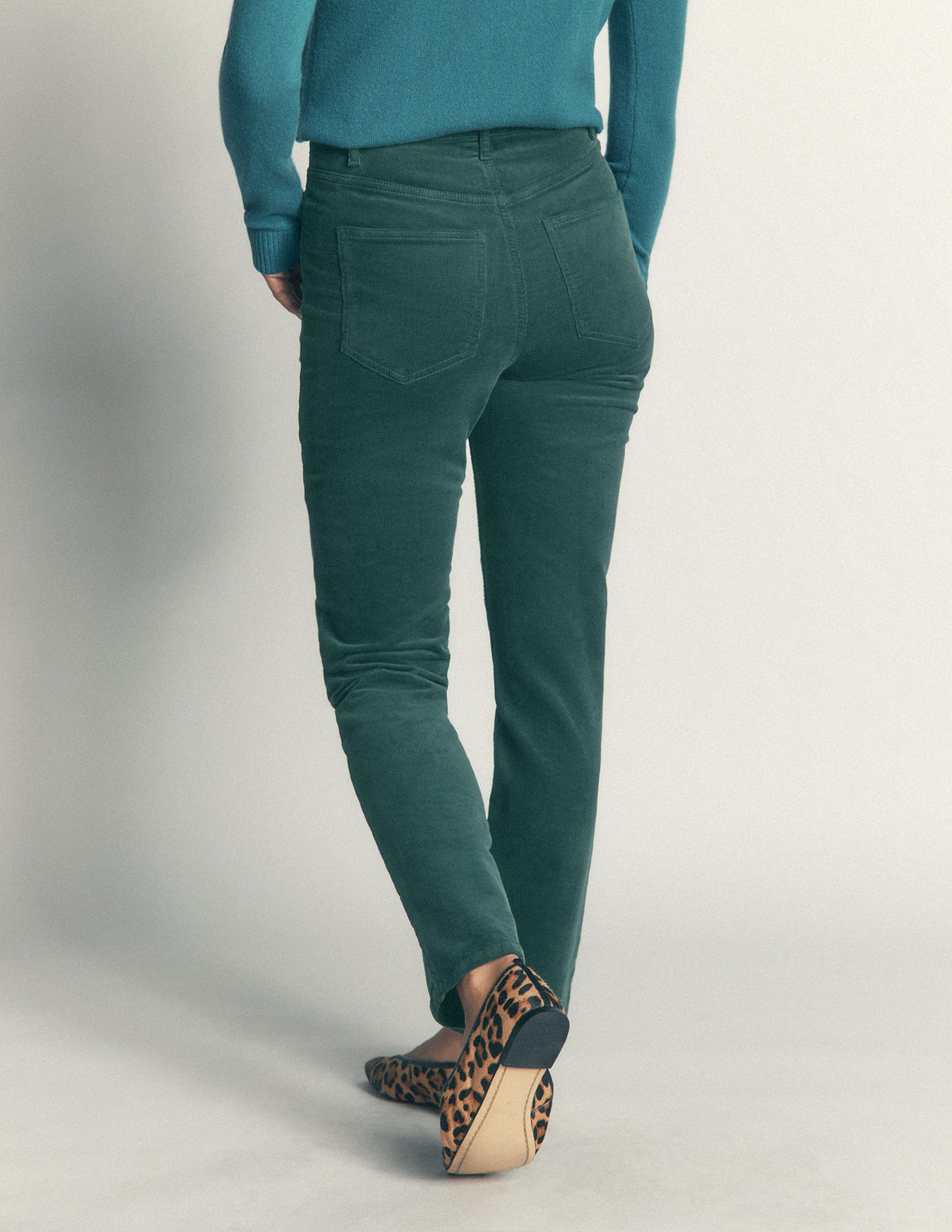 High Rise Cord Slim Jeans-Sea Moss-3