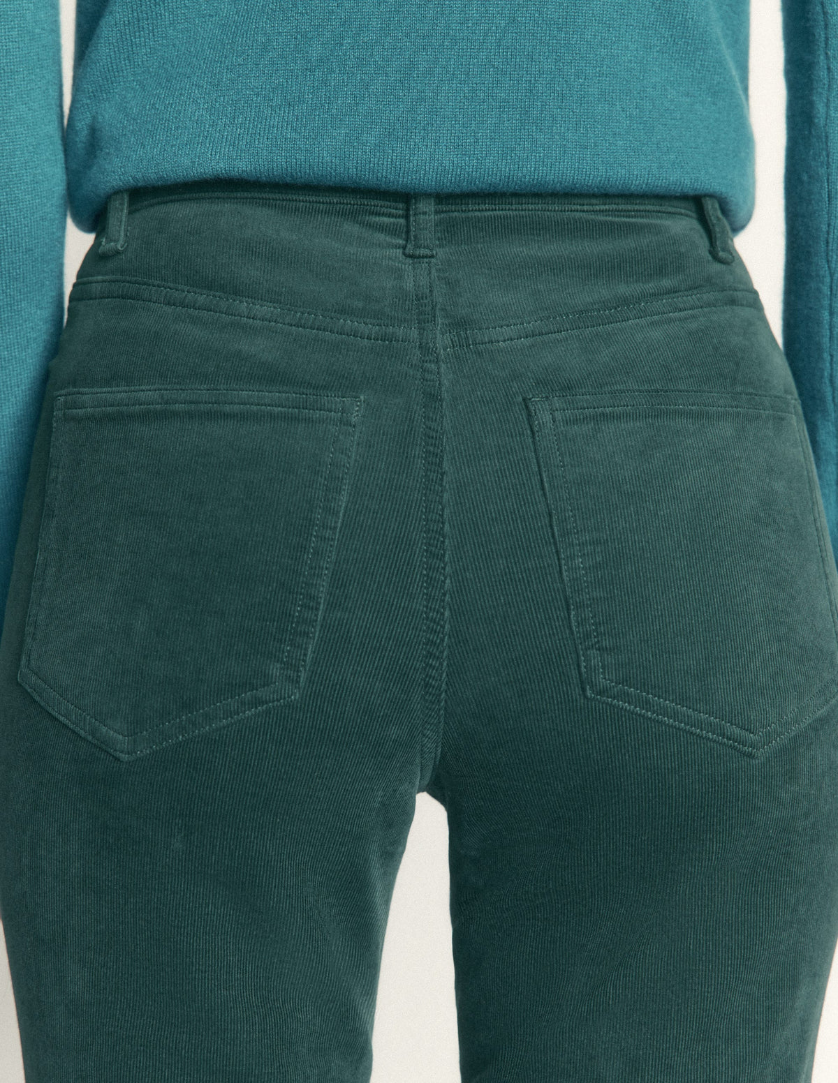 High Rise Cord Slim Jeans-Sea Moss-5