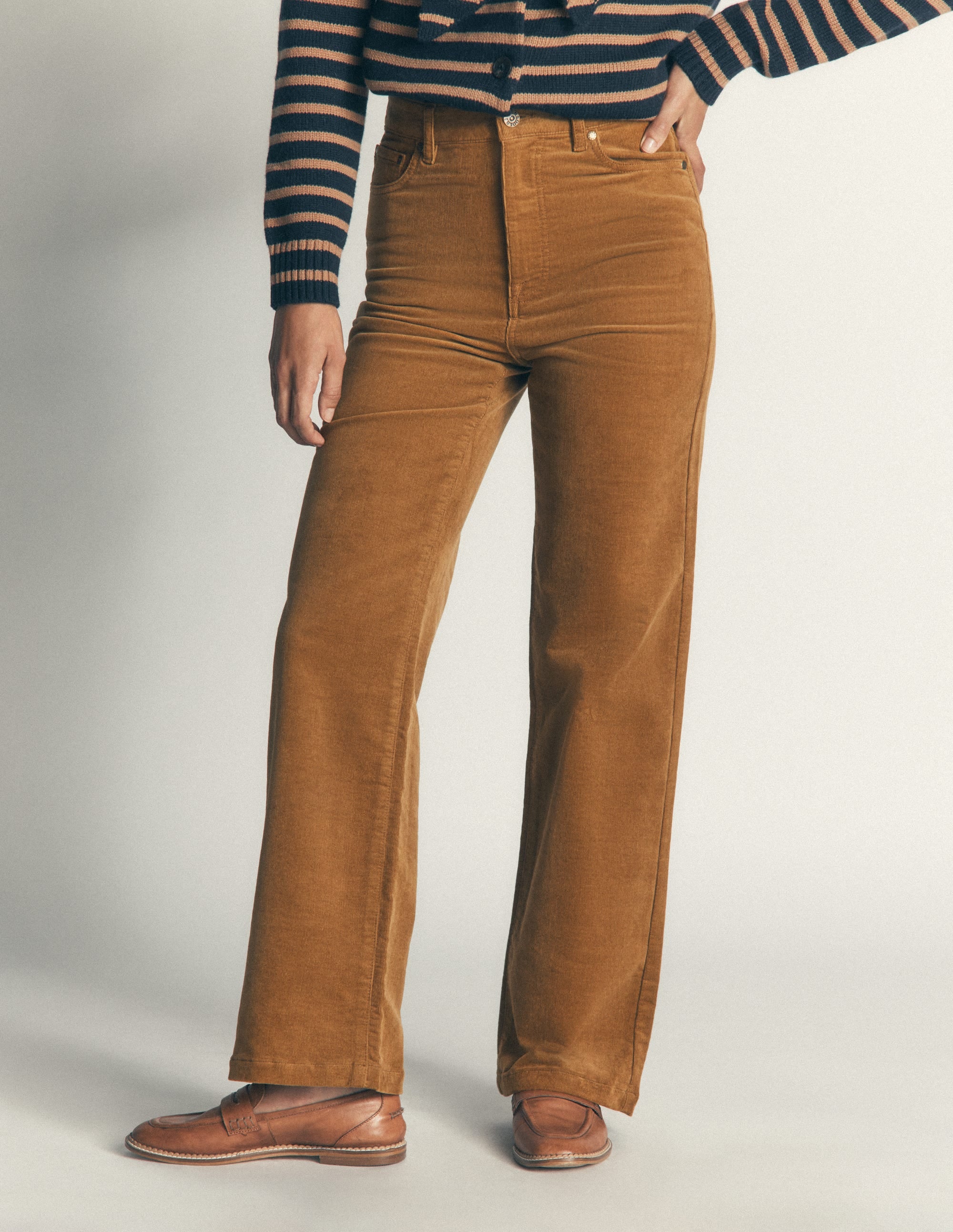 High Rise Cord Column Jeans-Gingerbread - Image 4
