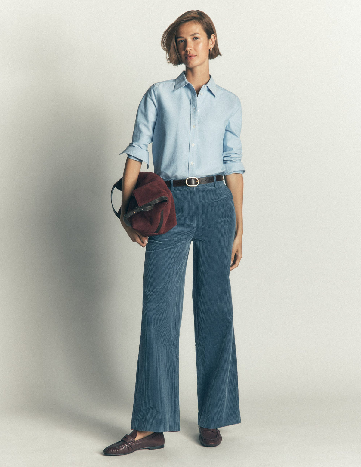 Belgravia Chunky Cord Trousers-Storm Blue - Image 1