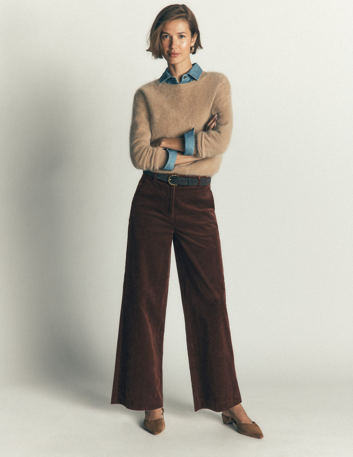 Belgravia Chunky Cord Trousers-Bitter Chocolate - Image 1