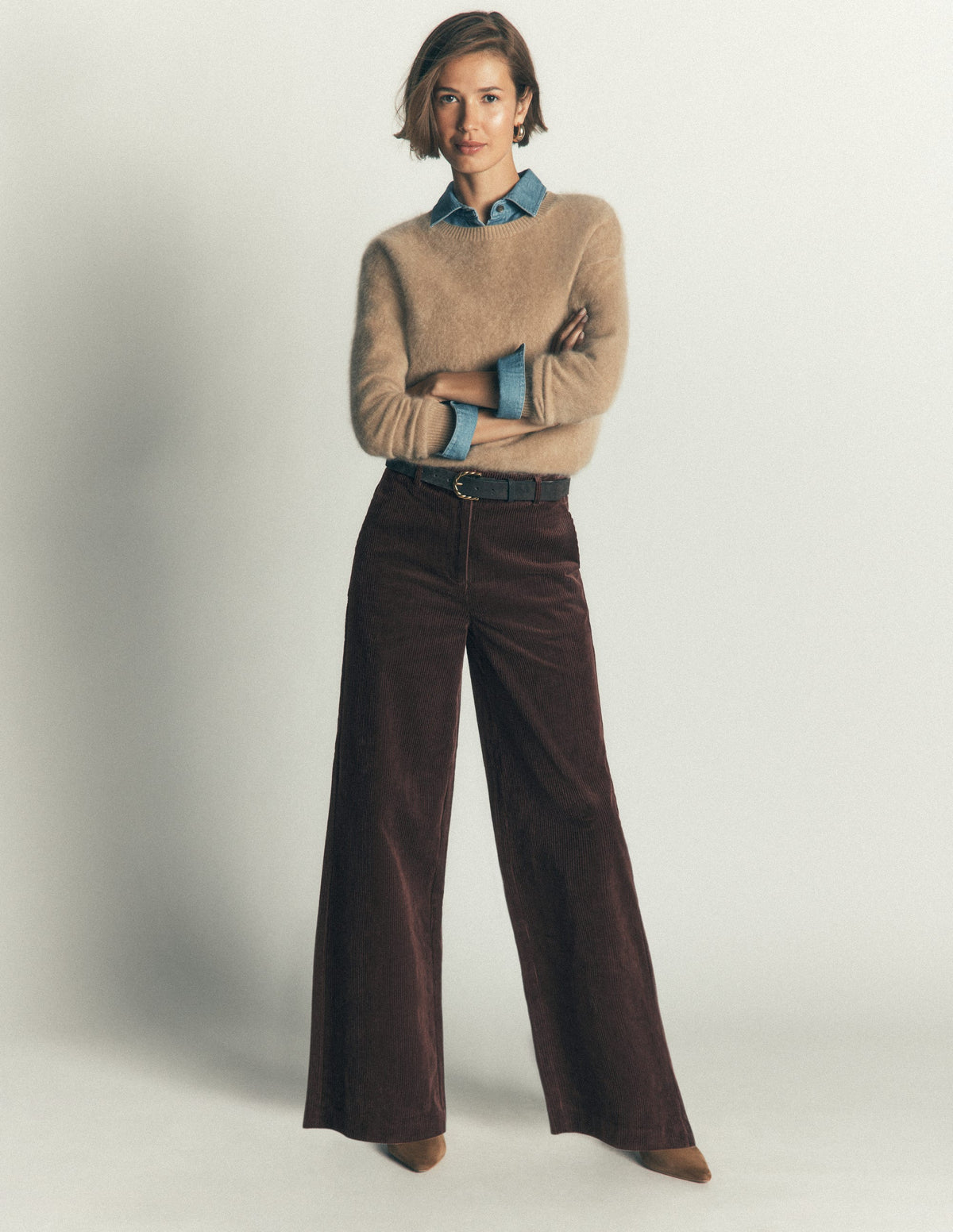 Belgravia Chunky Cord Trousers-Bitter Chocolate-1