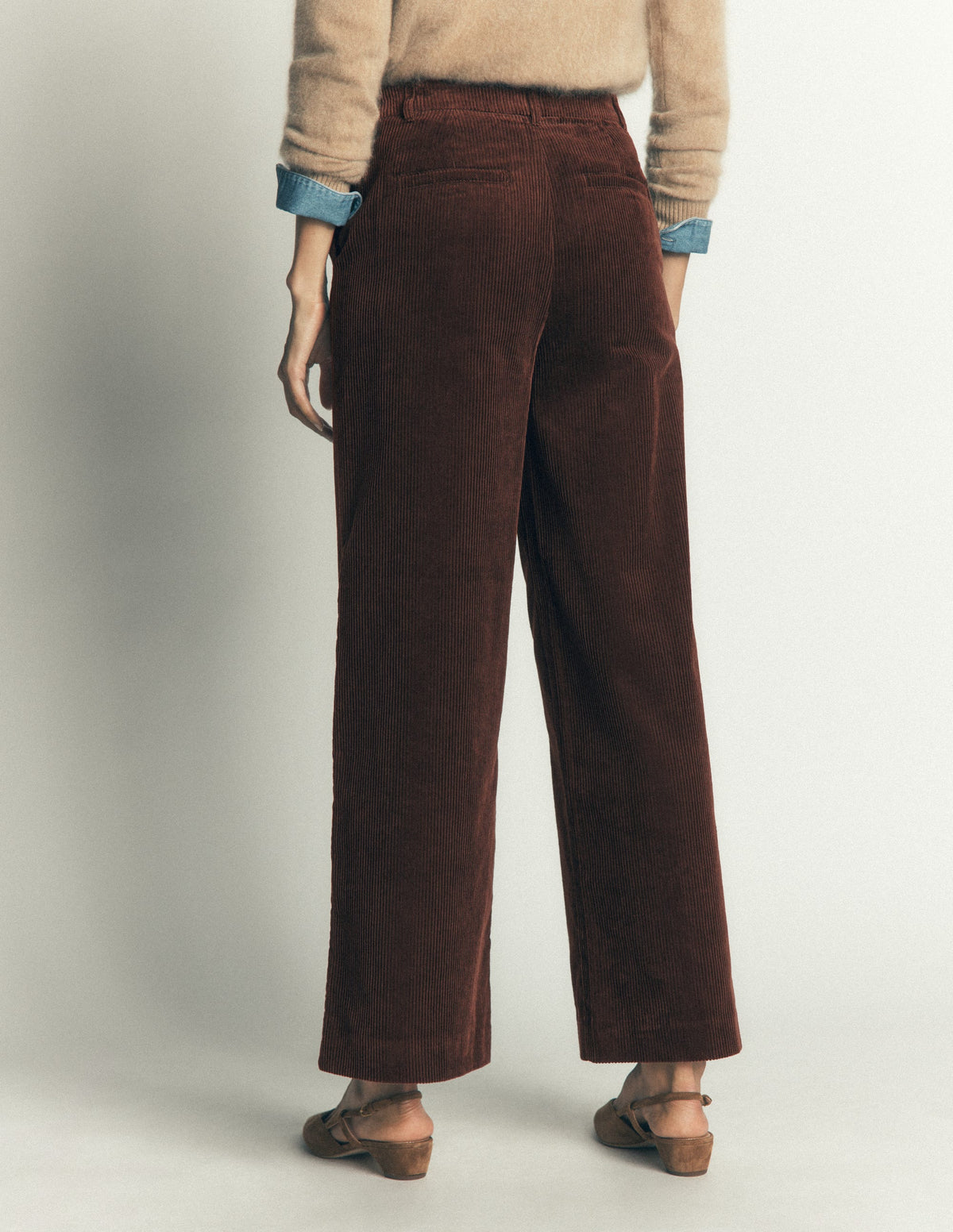 Belgravia Chunky Cord Trousers-Bitter Chocolate - Image 3